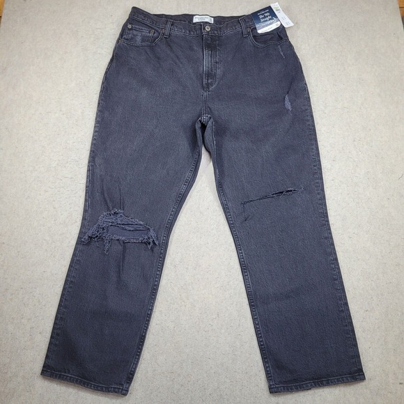 Abercrombie Fitch The 90s Straight Ultra High Rise Jeans Womens 33/16s Black NEW - Picture 1 of 14